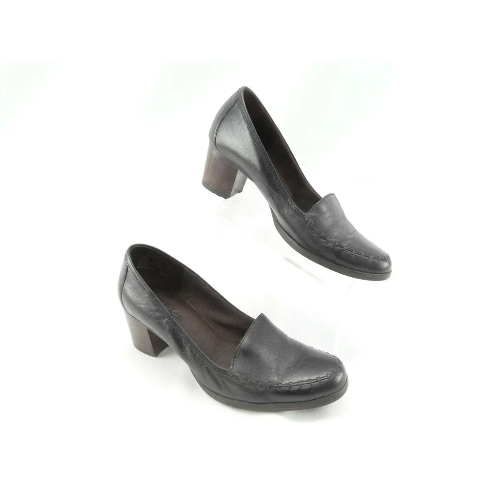 TIMBERLAND‎ REXI WOMEN'S SIZE 8.5 BLACK LEATHER LOAFER HEELS 64386